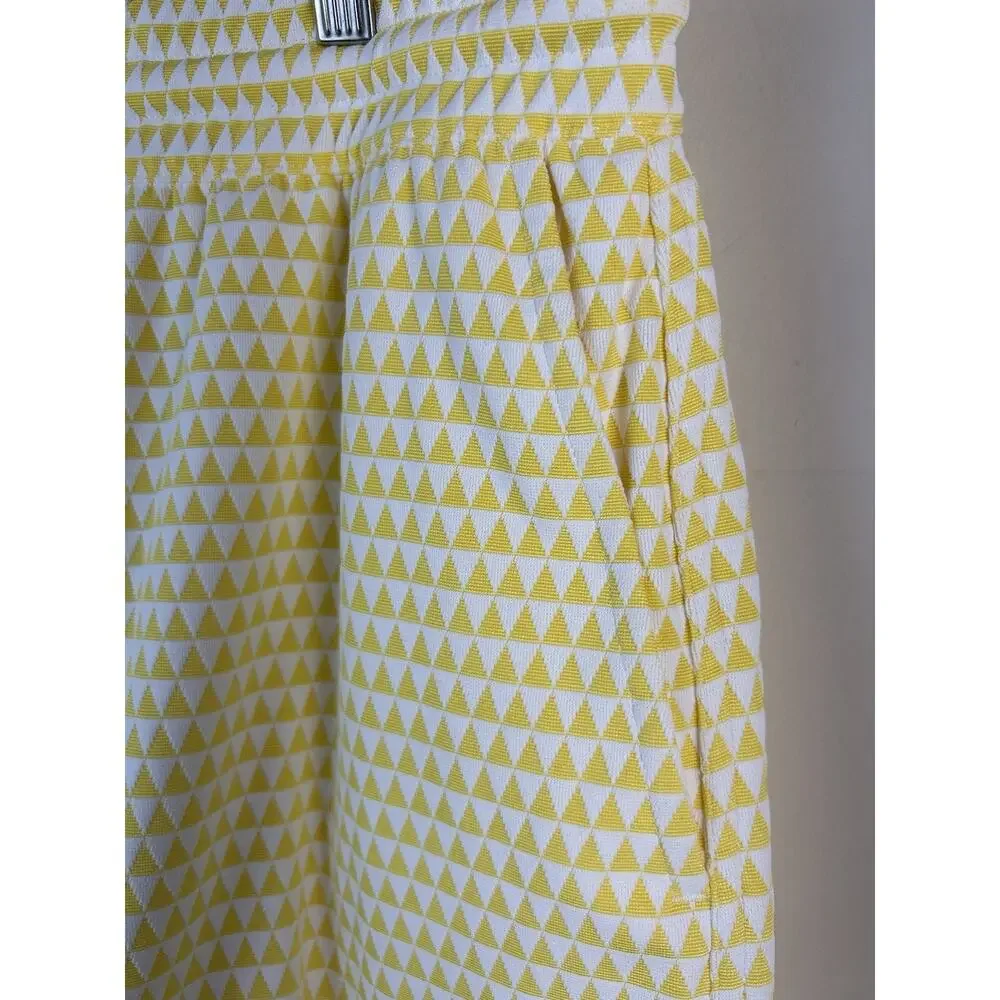 Casa Del Mar Mens Swim Trunks Shorts Yellow White Geometric Shorts Sz XL